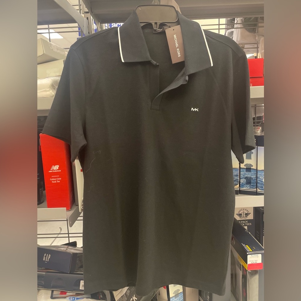 Michael Kors Black golf shirt with White Trim new with tags size Small